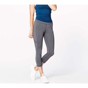 Lululemon Athletica Women's Heathered Black Speed Up Crop 21" Leggings Size 6